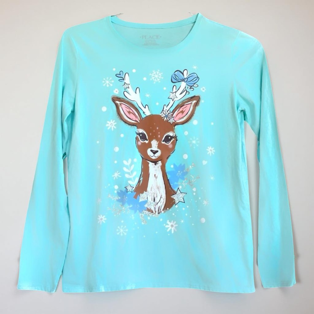 ⭐️⭐️ The Children’s Place Girls Long Sleeve Deer Graphic Shirt